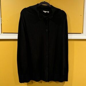 Petit Bateau black sweater capelet buttons no sleeves size M 16/18 ans